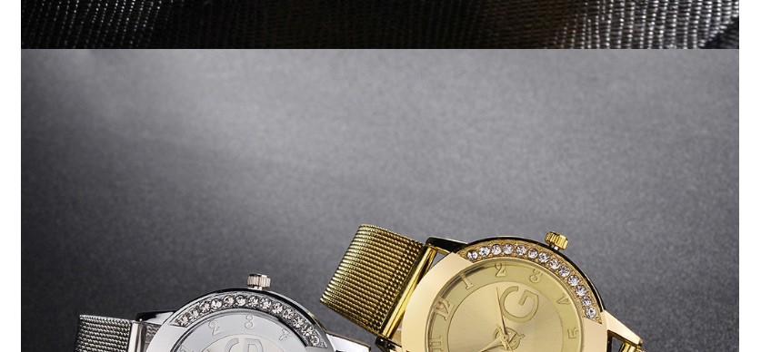 Fashion Silver Color Bilateral Diamond Mesh Strap Watch,Ladies Watches