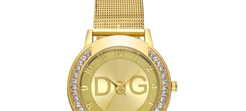 Fashion Gold Color Bilateral Diamond Mesh Strap Watch,Ladies Watches