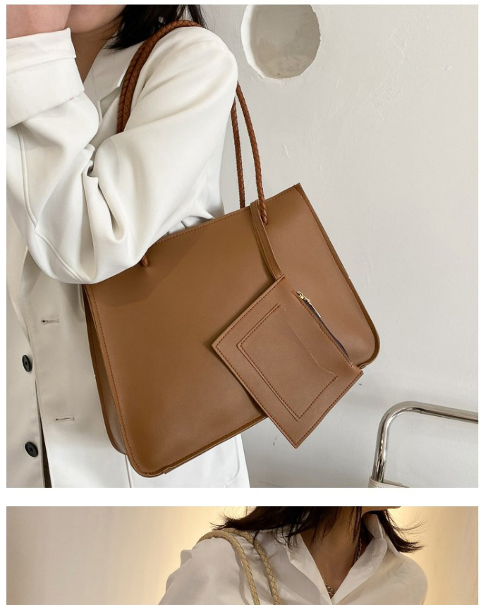Fashion Dark Brown Textured Large-capacity One-shoulder Handbag,Handbags
