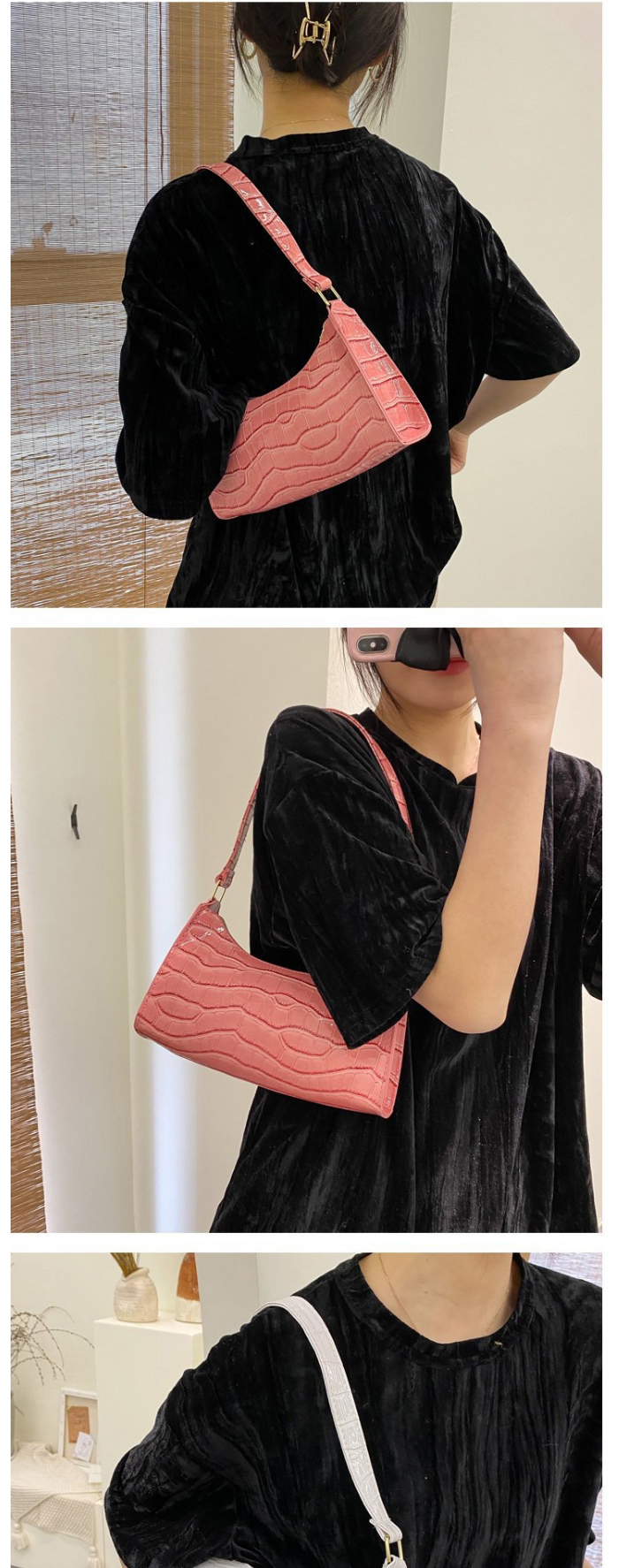 Fashion Off White Stone Pattern One-shoulder Portable Patent Leather Shoulder Bag,Messenger bags