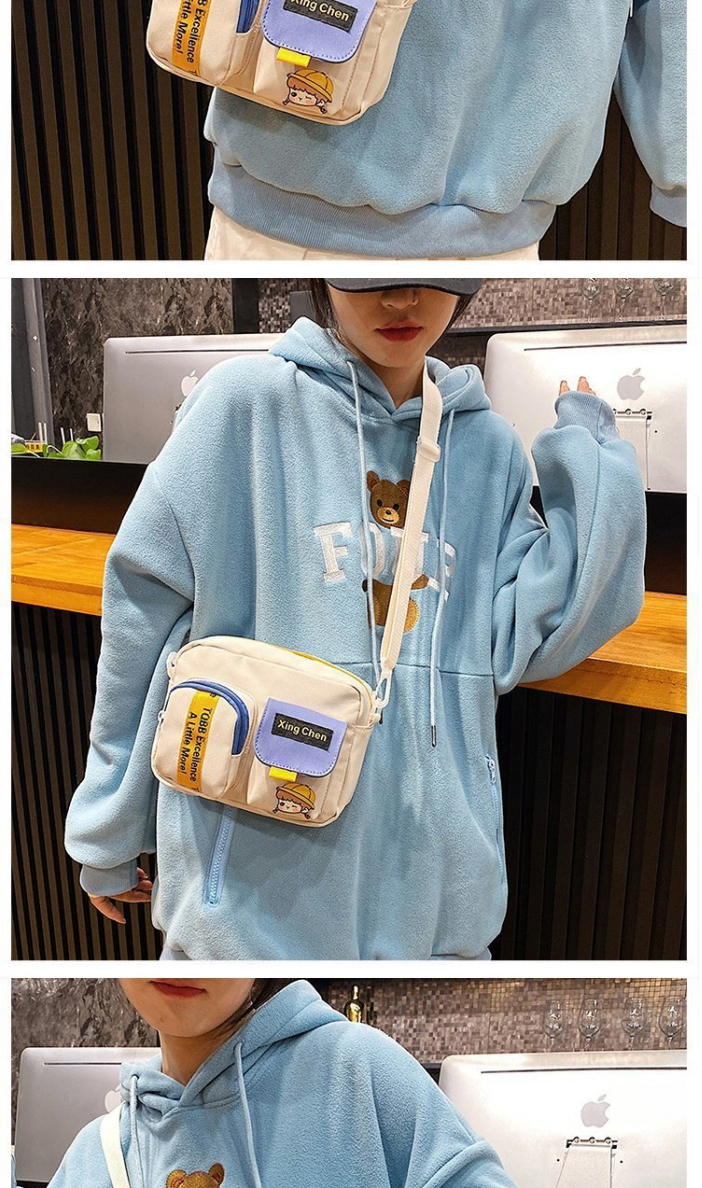 Fashion Blue Contrast Crossbody Canvas Nylon Shoulder Bag,Messenger bags