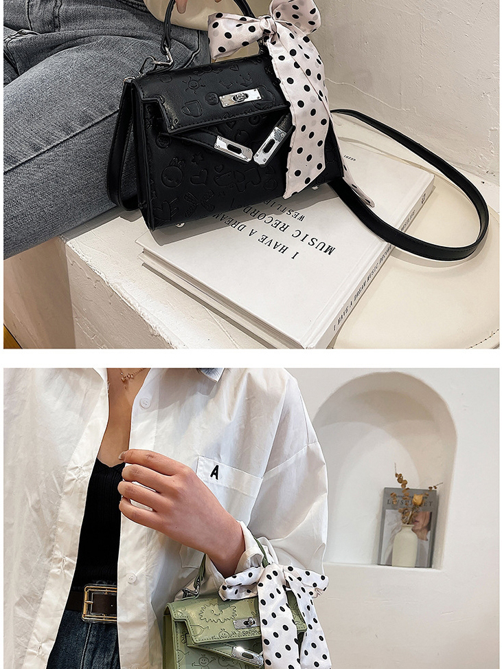 Fashion Black Embossed Bow Lock One-shoulder Tote,Handbags