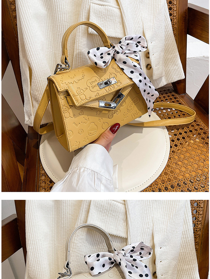Fashion White Embossed Bow Lock One-shoulder Tote,Handbags