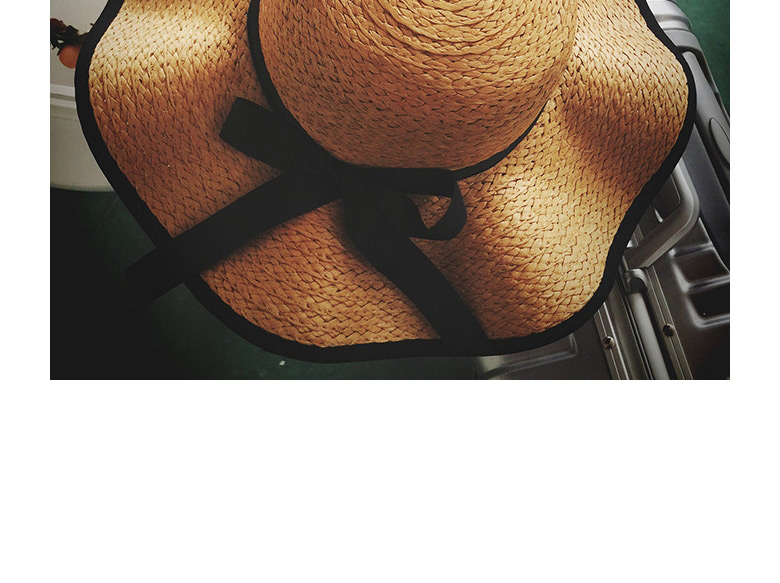 Fashion Navy Bowknot Wavy Side Sunscreen Sunshade Large-edge Sun Hat,Sun Hats
