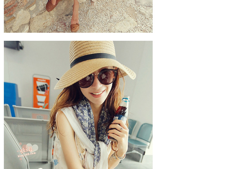 Fashion Strap-beige Foldable Bow Sunscreen Straw Hat,Sun Hats