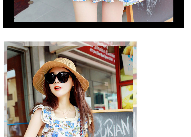 Fashion Thin Belt-light Coffee Foldable Bow Sunscreen Straw Hat,Sun Hats