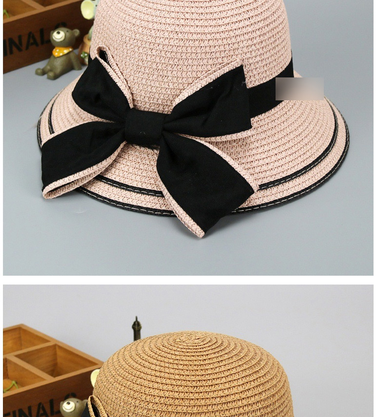 Fashion Rose Red Sunscreen Woven Straw Hat With Big Bow And Big Edge Parent-child (children),Sun Hats
