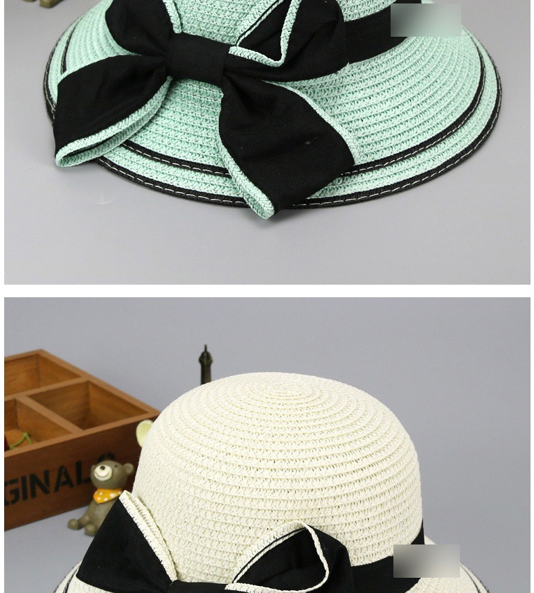 Fashion Blood Tooth Sunscreen Woven Straw Hat With Big Bow And Big Edge Parent-child Model (childrens Model),Sun Hats