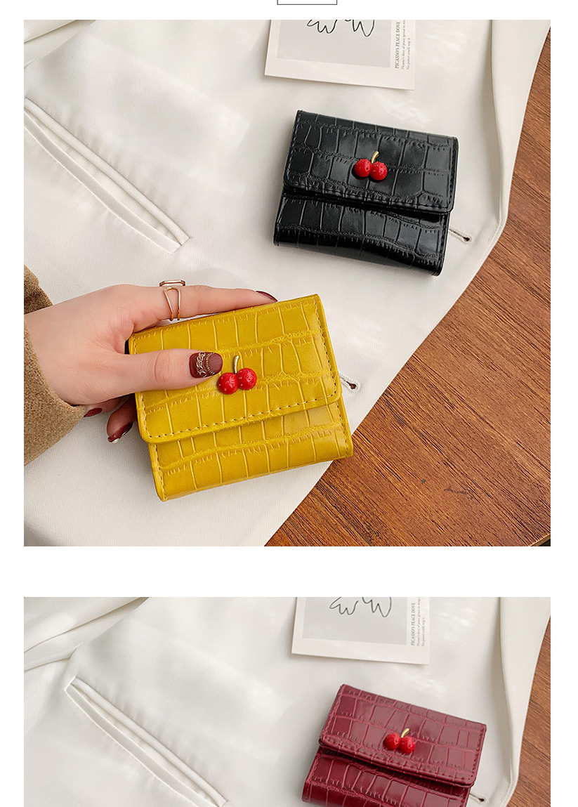 Fashion Yellow Cherry Crocodile Pattern Coin Purse,Wallet