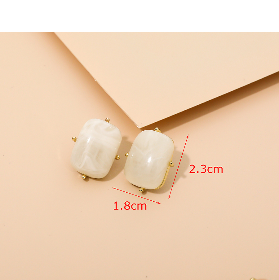 Fashion White Alloy Resin Square Earrings,Stud Earrings