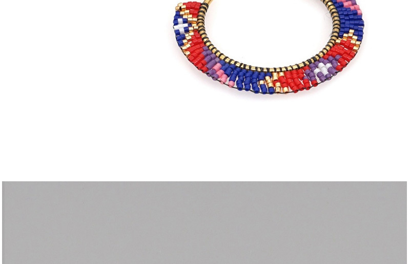 Fashion Color Mixing Rice Bead Large Circle Beaded Color Matching Geometric Earrings,Hoop Earrings