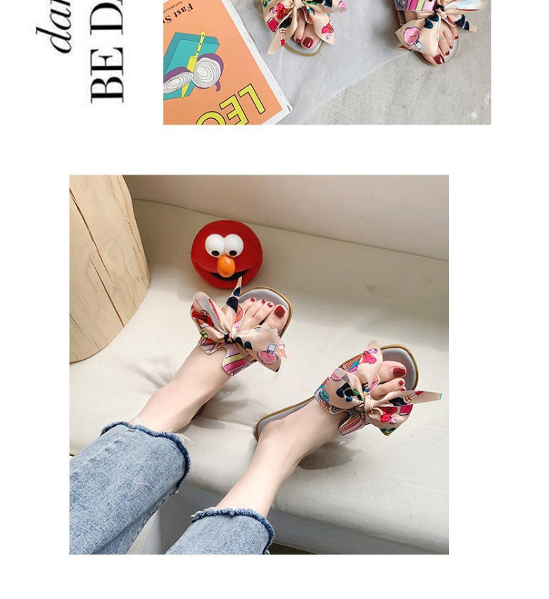 Fashion Color Bowknot Flat Heel Slip-on Slippers,Slippers