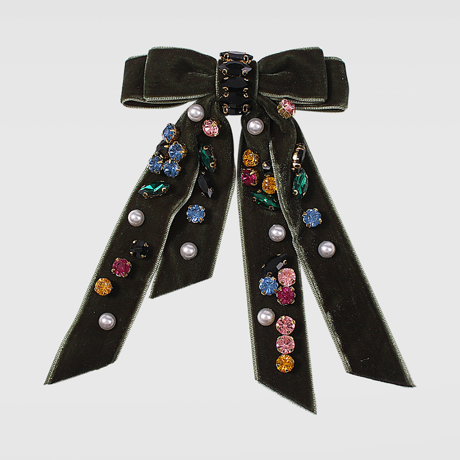 Fashion Black Fabric Alloy Diamond-studded Bow Hairpin,Hairpins