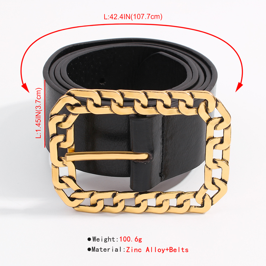 Fashion Golden Rounded Square Pu Alloy Geometric Shape Belt,Wide belts