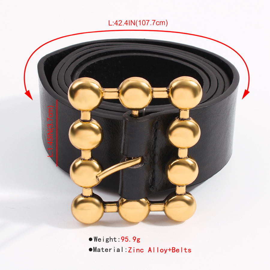 Fashion Golden Rectangular Ball Pu Alloy Geometric Shape Belt,Wide belts