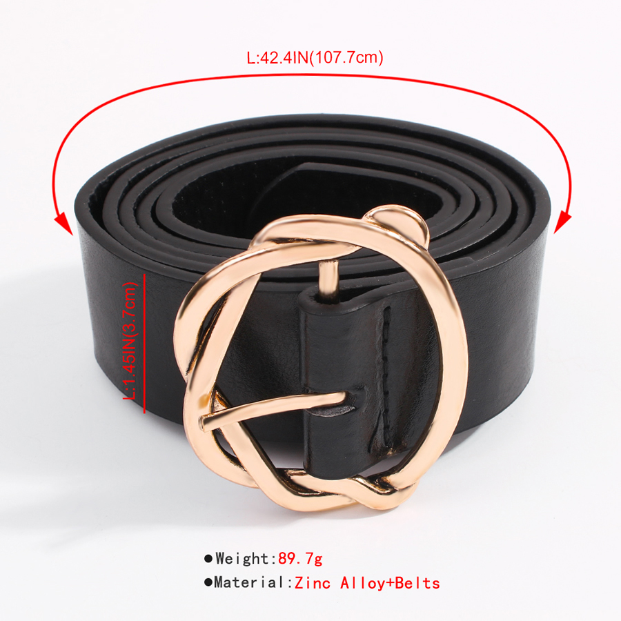 Fashion White K Oval Double Layer Pu Alloy Geometric Shape Belt,Wide belts
