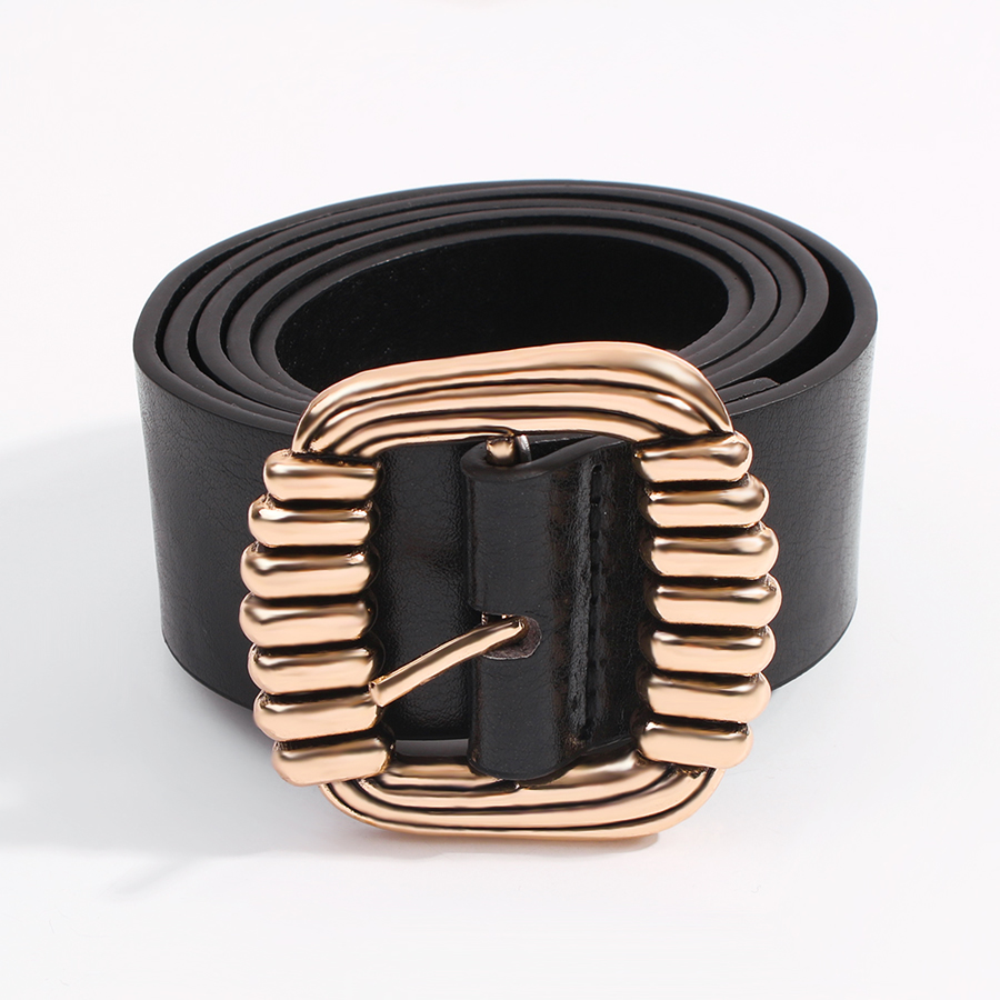 Fashion White K Oval Double Layer Pu Alloy Geometric Shape Belt,Wide belts