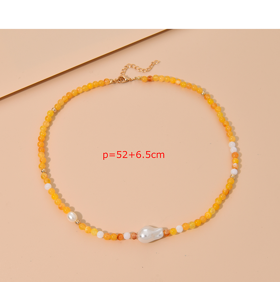 Fashion Yellow Alloy Resin Chain Necklace Set,Beaded Necklaces