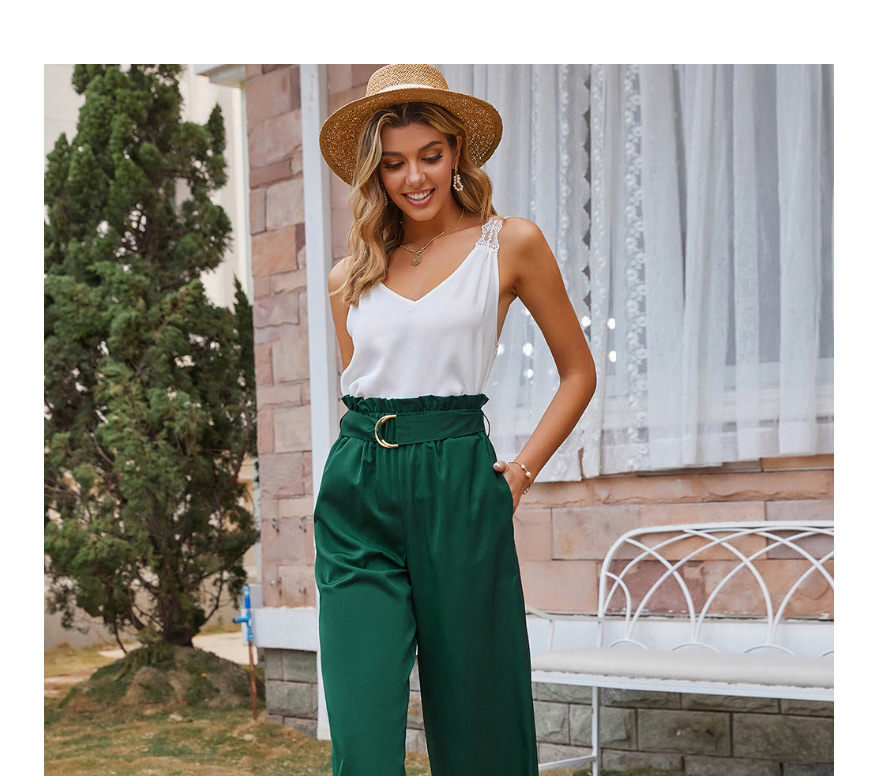 Fashion Army Green High-waisted Trousers Straight-leg Pants,Pants