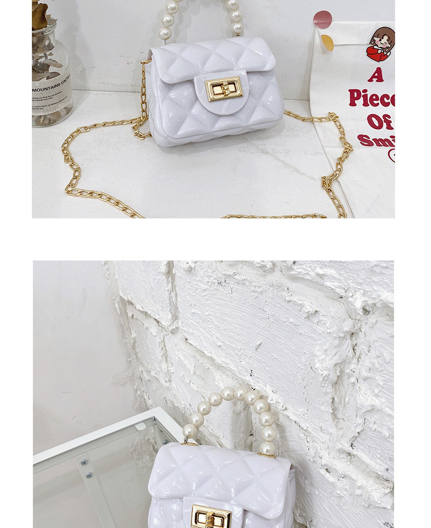 Fashion Pink Childrens Jelly Color Rubber Pearl Portable Shoulder Bag,Messenger bags