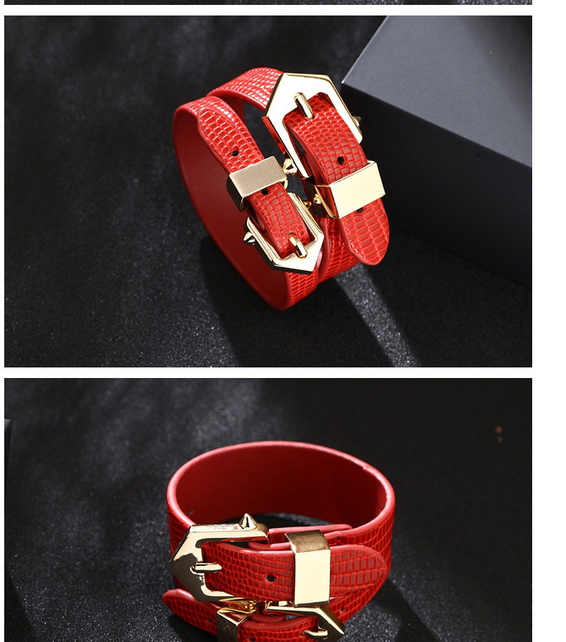 Fashion Red Pu Snake Pattern Alloy Plating Bracelet,Ladies Watches