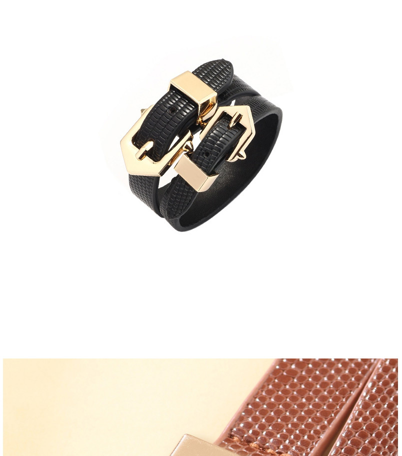 Fashion Black Pu Snake Pattern Alloy Plating Bracelet,Ladies Watches