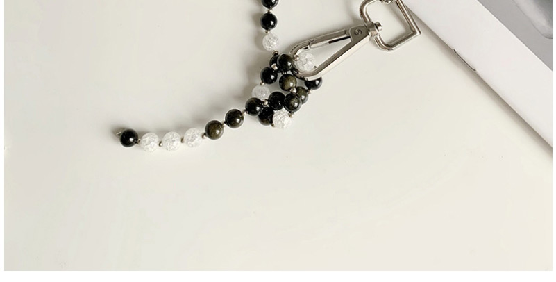 Fashion Black Black And White Bead Metal Chain Necklace,Beaded Necklaces