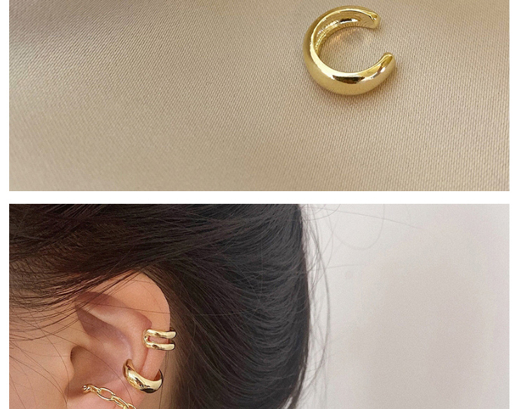 Fashion Gold Color Ear Clip Three-piece Non-pierced Ear Bone Clip,Clip & Cuff Earrings