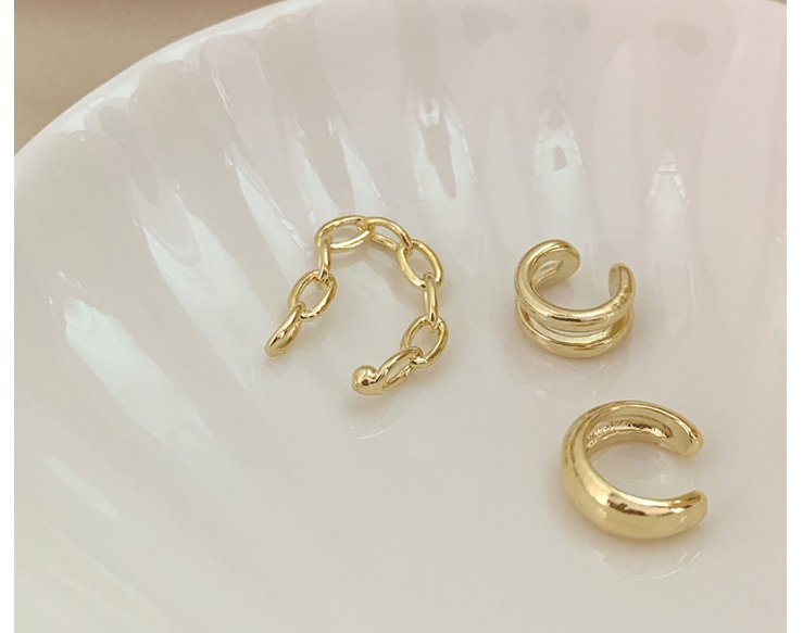 Fashion Gold Color Ear Clip Three-piece Non-pierced Ear Bone Clip,Clip & Cuff Earrings