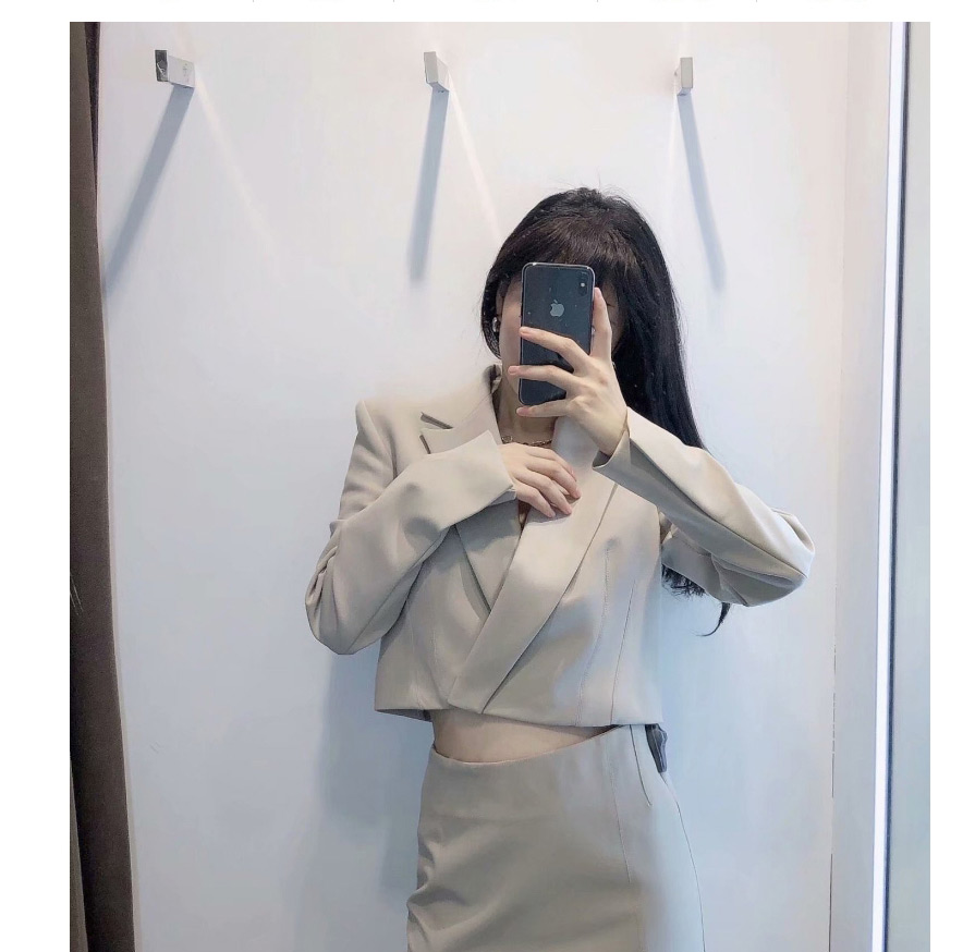 Fashion Beige Solid Color Slit Slim Mini Skirt,Long Dress