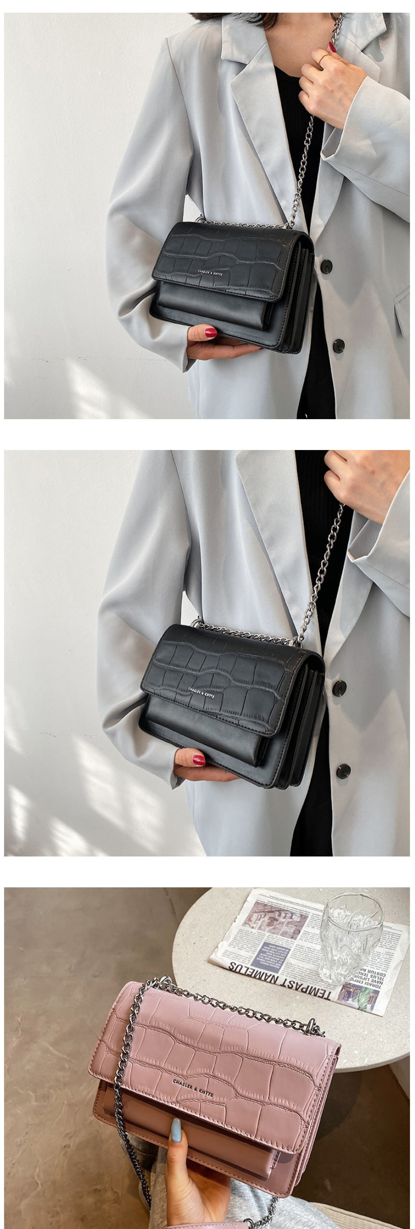 Fashion Black Textured Crossbody Bag,Shoulder bags