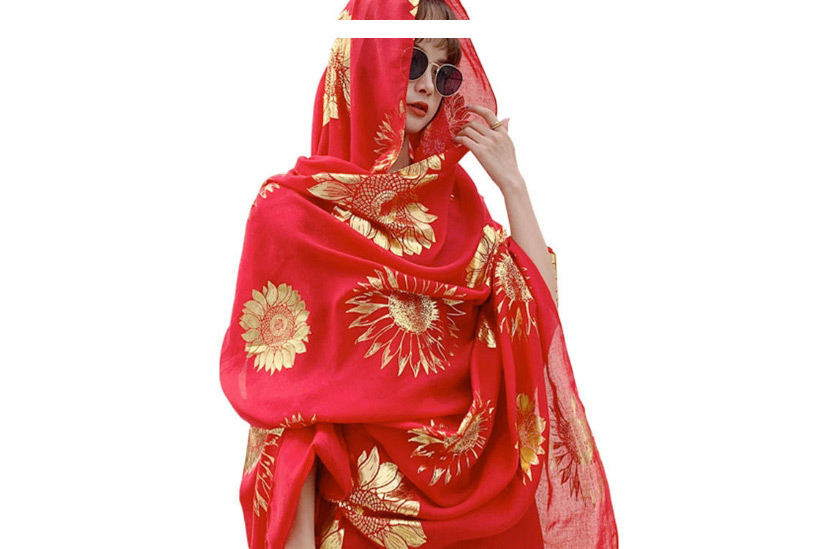 Fashion Red Bronzing Cotton And Linen Silk Scarf,Thin Scaves