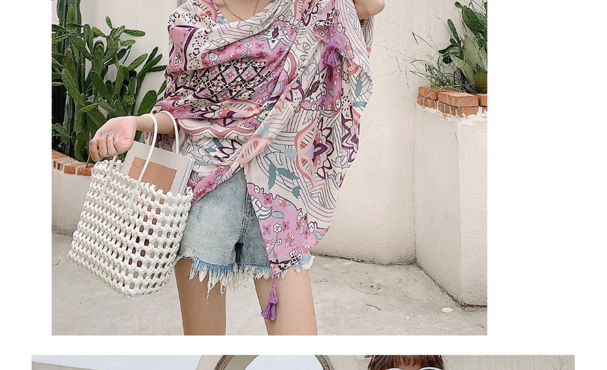 Fashion Pink Flowers Cotton And Linen Thin Sunscreen Shawl Silk Scarf,Thin Scaves