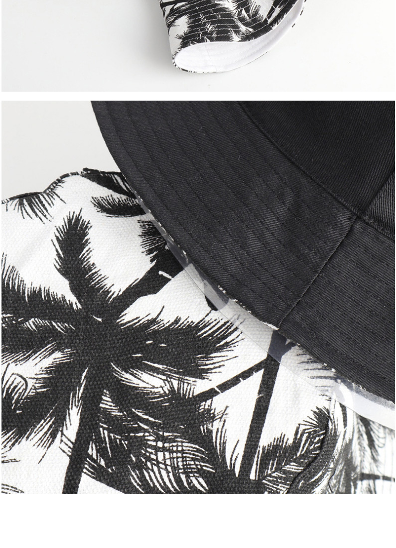 Fashion Coconut Tree Flat Top (black On The Reverse Side) Coconut Tree Sun Shade Double-sided Fisherman Hat,Sun Hats