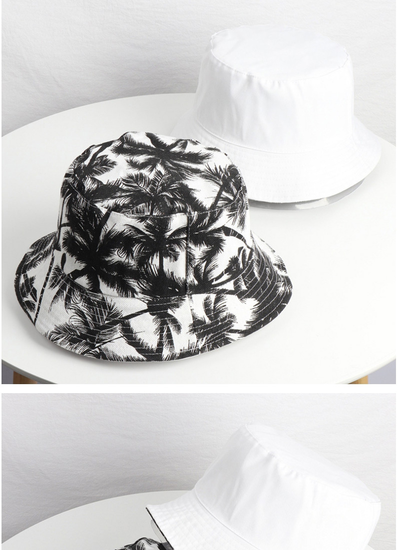 Fashion Coconut Tree Flat Top (white On The Reverse Side) Coconut Tree Sun Shade Double-sided Fisherman Hat,Sun Hats
