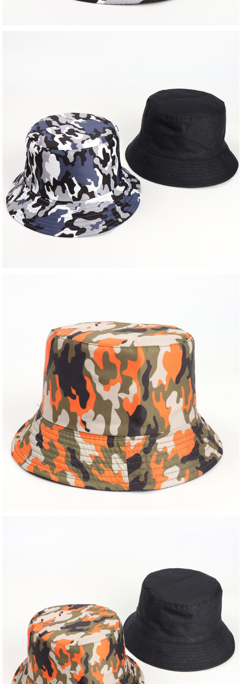 Fashion Gray Printed Double-sided Multicolor Camouflage Fisherman Hat,Sun Hats