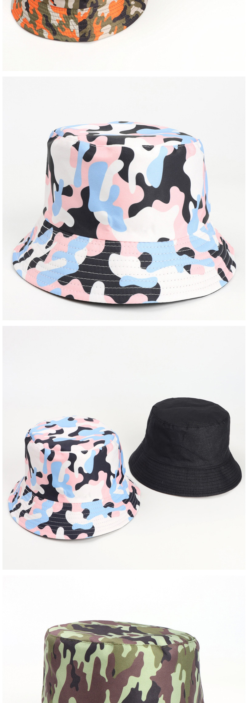 Fashion Digital Camouflage-coffee Printed Double-sided Multicolor Camouflage Fisherman Hat,Sun Hats