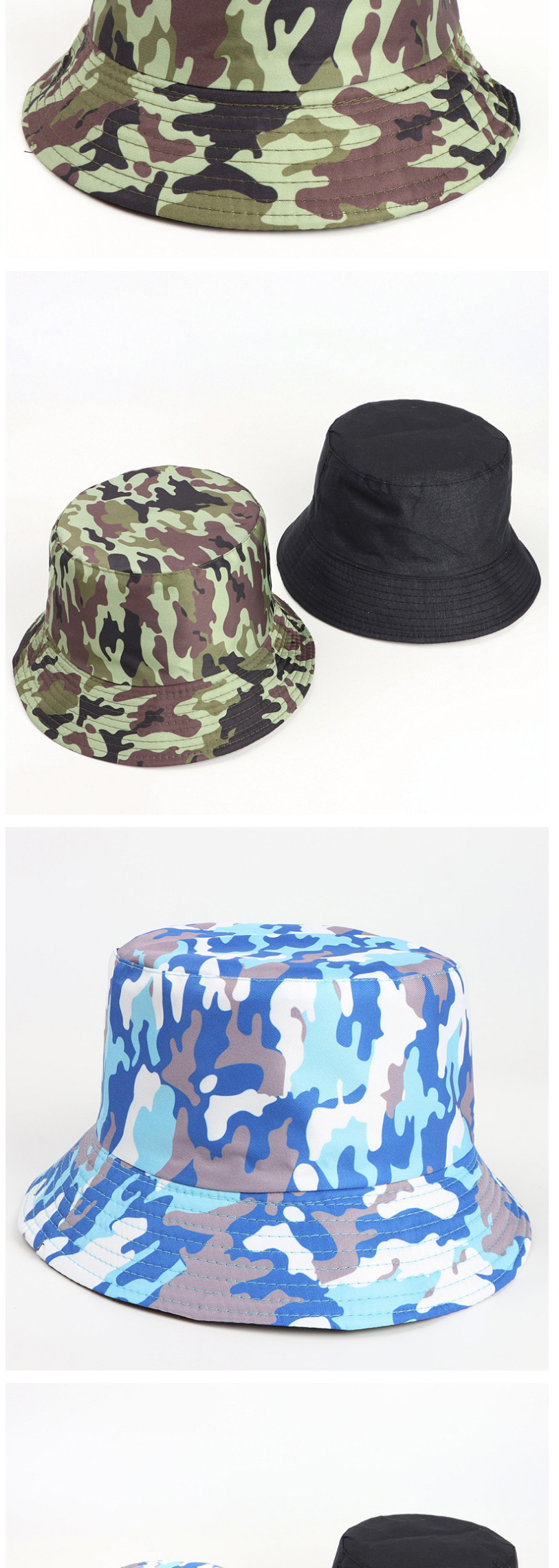 Fashion Navy Printed Double-sided Multicolor Camouflage Fisherman Hat,Sun Hats