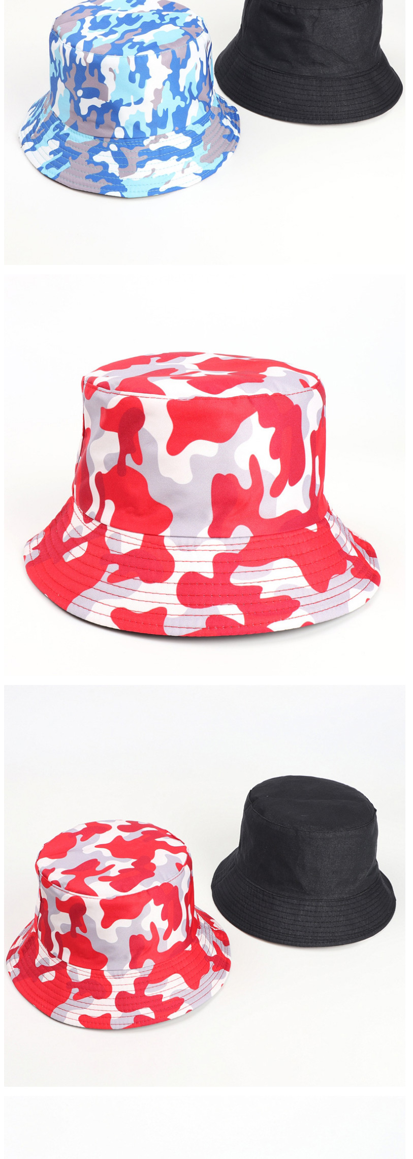 Fashion Orange Printed Double-sided Multicolor Camouflage Fisherman Hat,Sun Hats