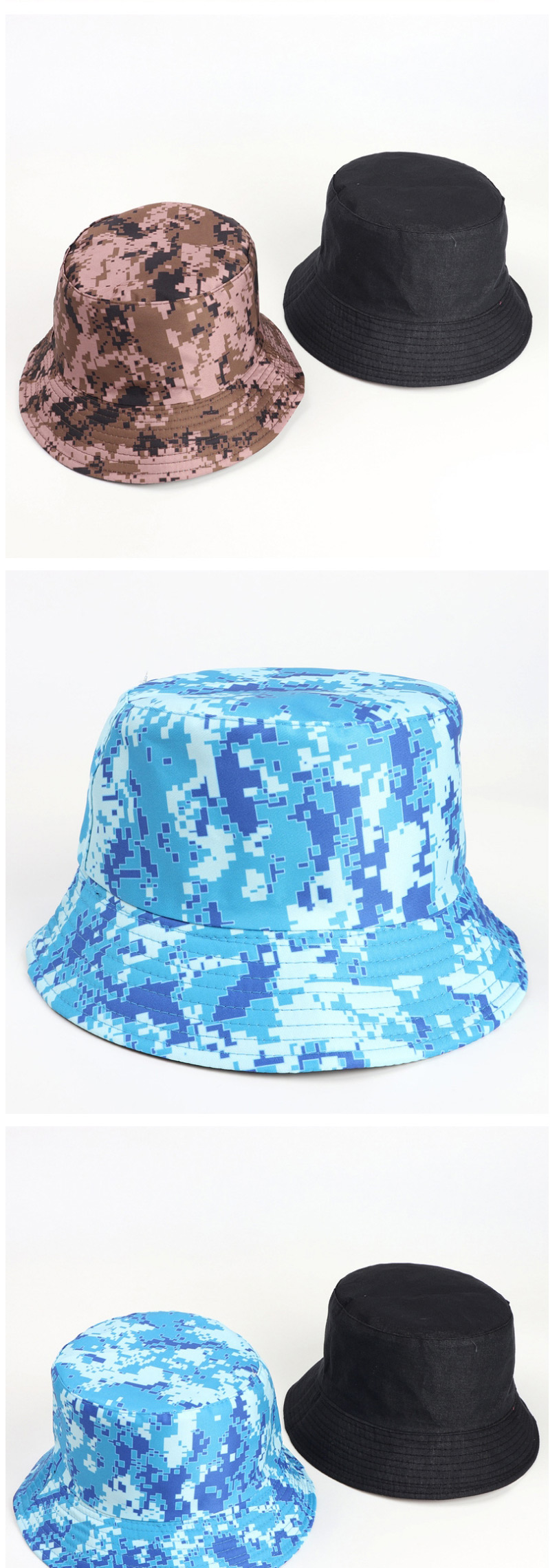 Fashion Army Green Printed Double-sided Multicolor Camouflage Fisherman Hat,Sun Hats