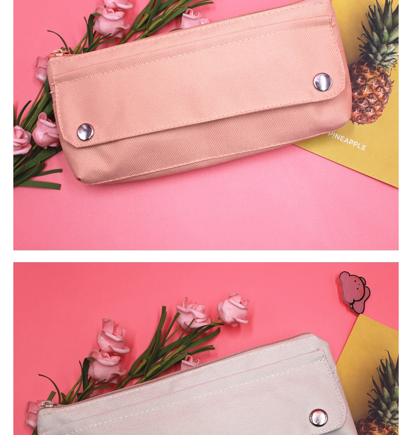 Fashion Light Pink High Elastic Oxford Cloth Solid Color Pencil Case,Pencil Case/Paper Bags