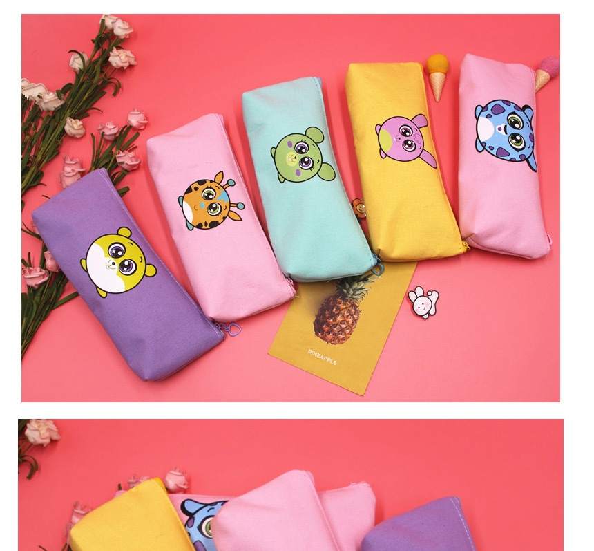 Fashion Pink-1 Cartoon Pattern Canvas Large Capacity Square Stationery Box,Pencil Case/Paper Bags