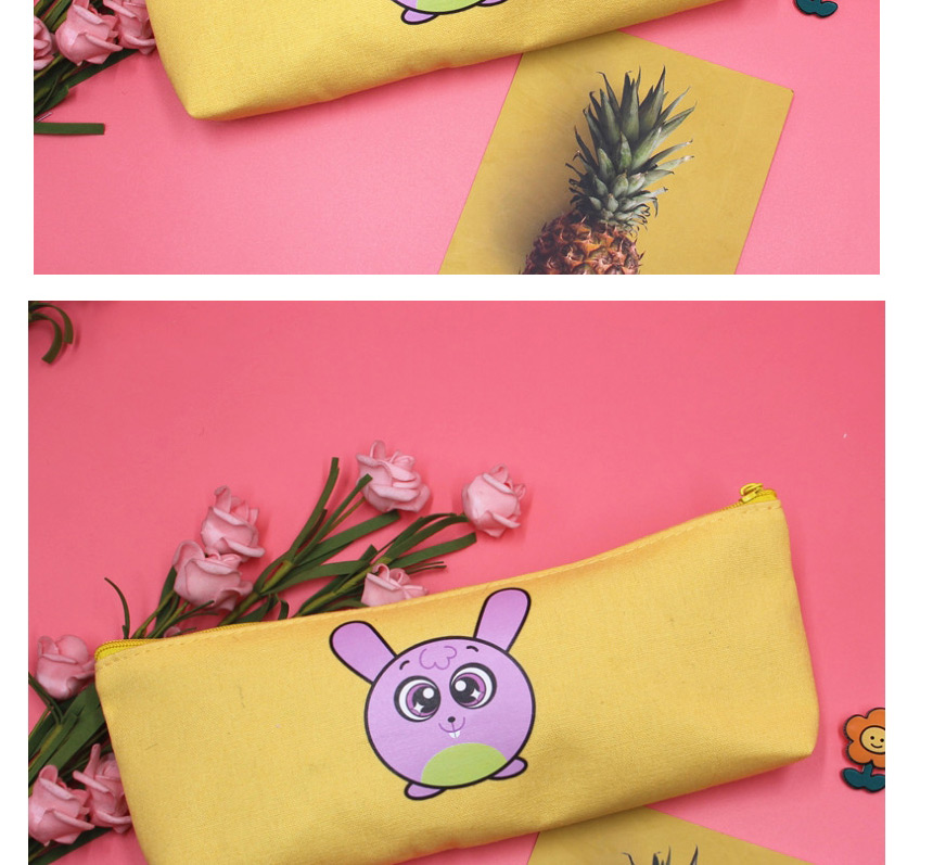 Fashion Yellow Cartoon Pattern Canvas Large Capacity Square Stationery Box,Pencil Case/Paper Bags