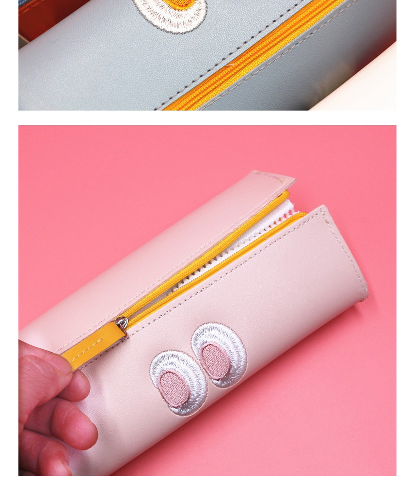 Fashion Pearl White Leather Embroidery Pencil Case,Pencil Case/Paper Bags