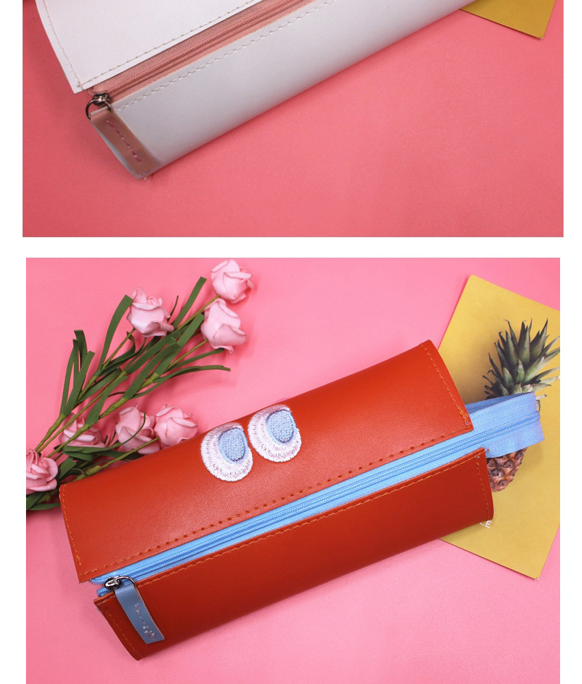 Fashion Light Pink Leather Embroidery Pencil Case,Pencil Case/Paper Bags
