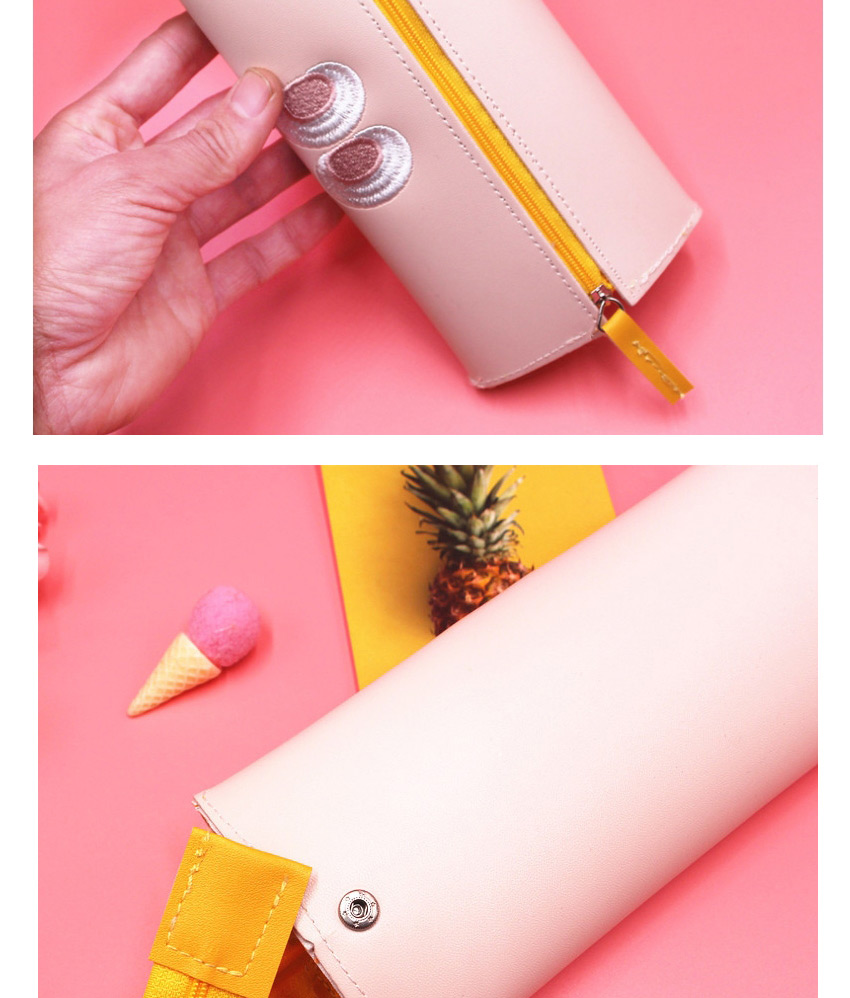 Fashion Pearl White Leather Embroidery Pencil Case,Pencil Case/Paper Bags