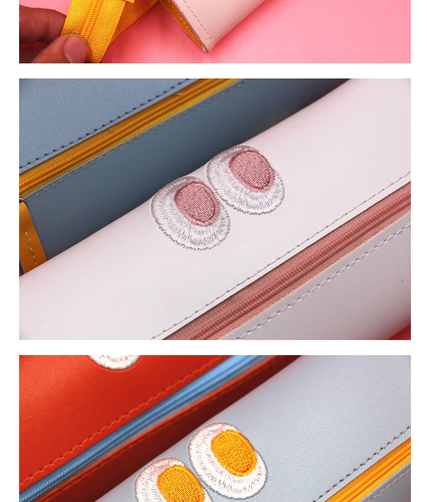 Fashion Light Blue Leather Embroidery Pencil Case,Pencil Case/Paper Bags