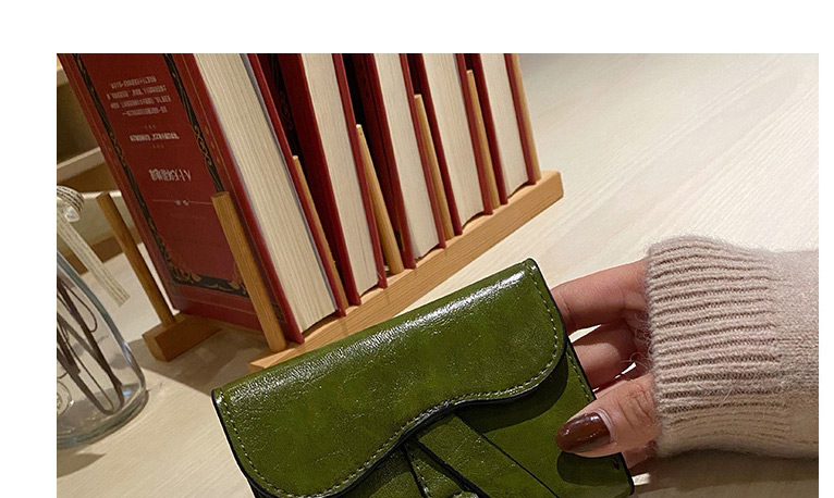 Fashion Green Short Pu Leather Solid Color Multi-card Pocket Wallet,Wallet