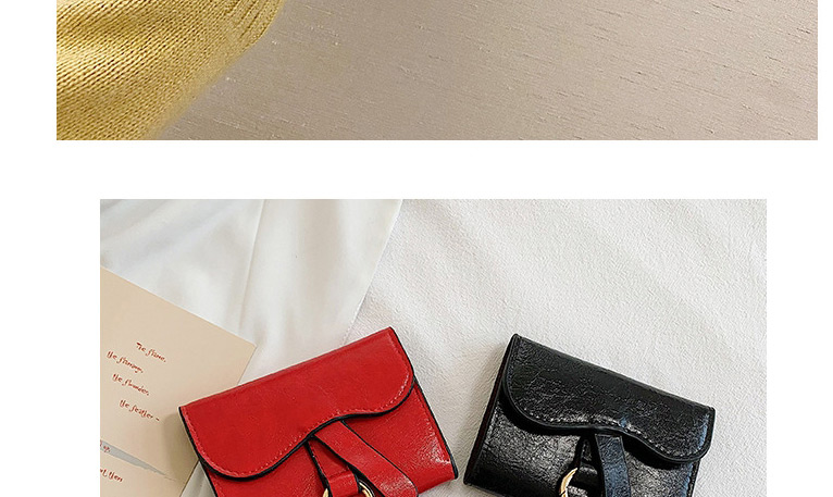 Fashion Red Short Pu Leather Solid Color Multi-card Pocket Wallet,Wallet