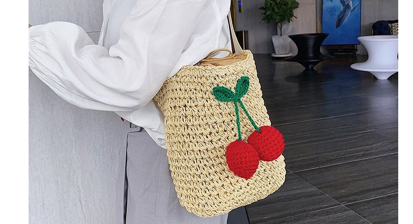 Fashion Photo Color Cherry Woven Crossbody Shoulder Bag,Messenger bags